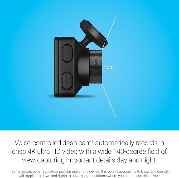 Garmin Dash Cam™ X310, Compact 4k Ultra HD Touchscreen Dash Cam with a 140-degree Field of View, Built in Clarity™ Polarizer,