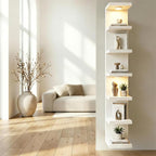 Fixwal 7 Tier Wall Shelf White Wall Mounted Lack Shelf with LED Lights for Home Decor Organizer