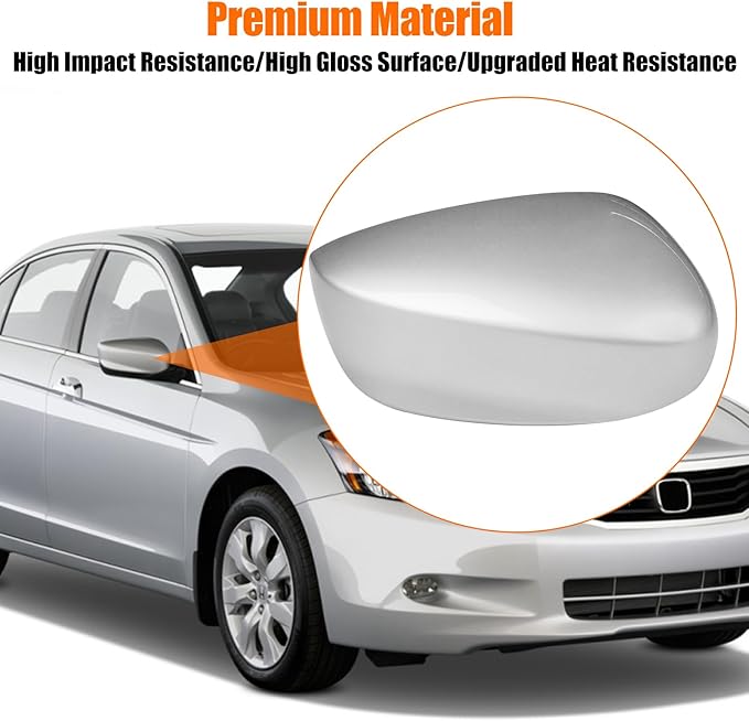 Yumzeco Compatible with Honda Accord Side Mirror Cover Trim 8th Gen 2008 2009 2010 2011 2012, Silver Door Rearview Mirror Caps Replacement for Honda Accord W/O Light Hole - Right Passenger Side