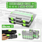 Jack Boss Tool Box with Transparent Lid, Single Side 17-Compartments Organizer Box with Removable Dividers for Hardware, Scre