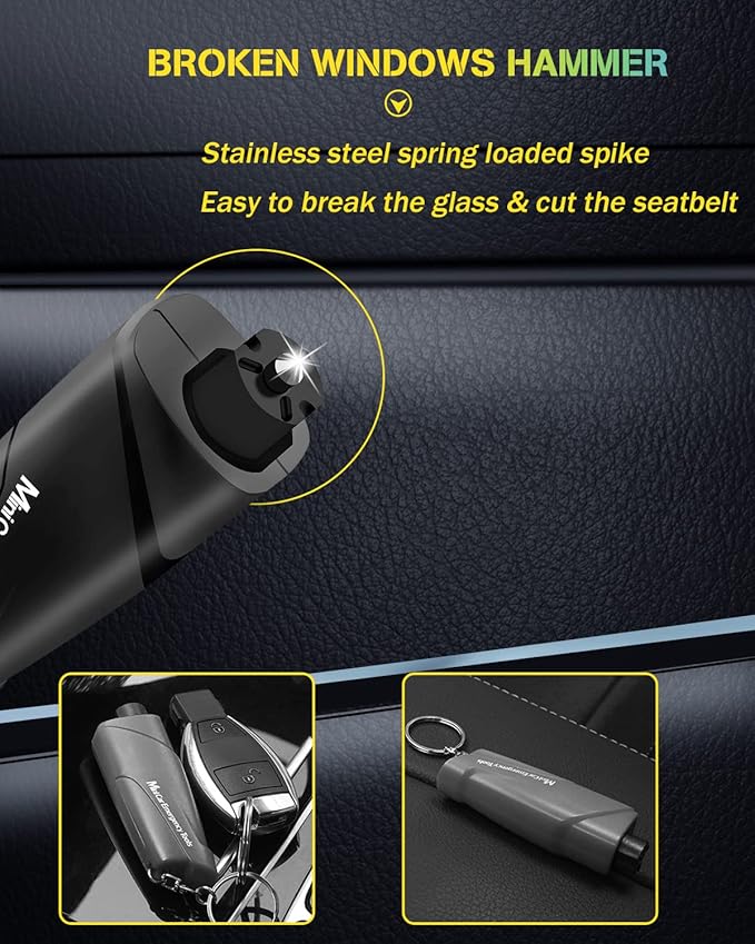 YONGMING Car Window Breaker Seat Belt Cutter, Glass Breaker Emergency Self Rescue Tool,Pack of 2