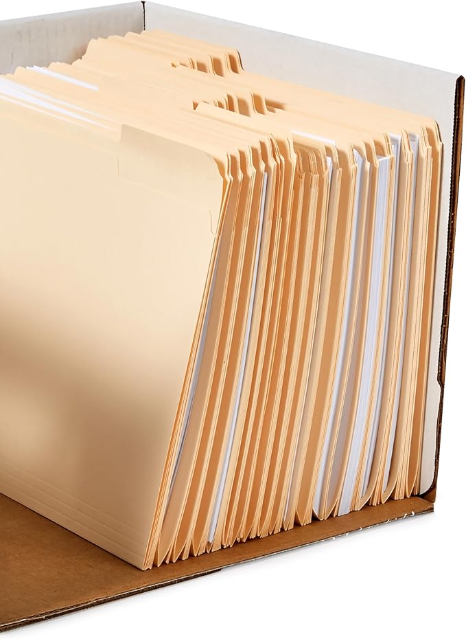 Amazon Basics Medium Duty Storage/Filing Boxes with Lid and Handles, Legal/Letter Size, 12-Pack, White, 16.2" L x 12.5" W x 1