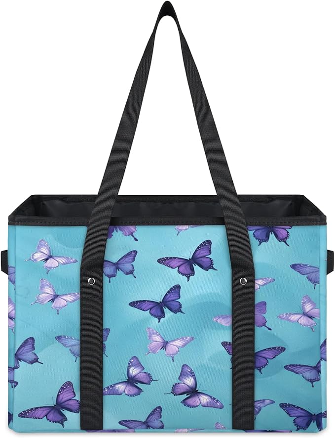 Reusable Grocery Bags Heavy Duty Shopping Bags Foldable Large Tote Bags with Long Handles & Hard Bottom