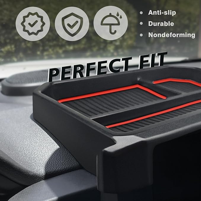 Muslogy Dashboard Storage Box for 2024 2025 2026 Tacoma & 2025 2026 4Runner Accessories Center Console Organizer w/ 8-inch Screen for SR SR5 TRD PreRunner TRD Sport Off-Road Pro Trailhunter (Red)