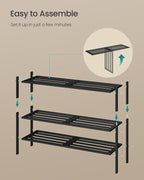 SONGMICS Bamboo Shoe Rack for Closet, Stackable Shoe Oragnizer with Modular Structure, Space-Saving Free Standing Shelf for E