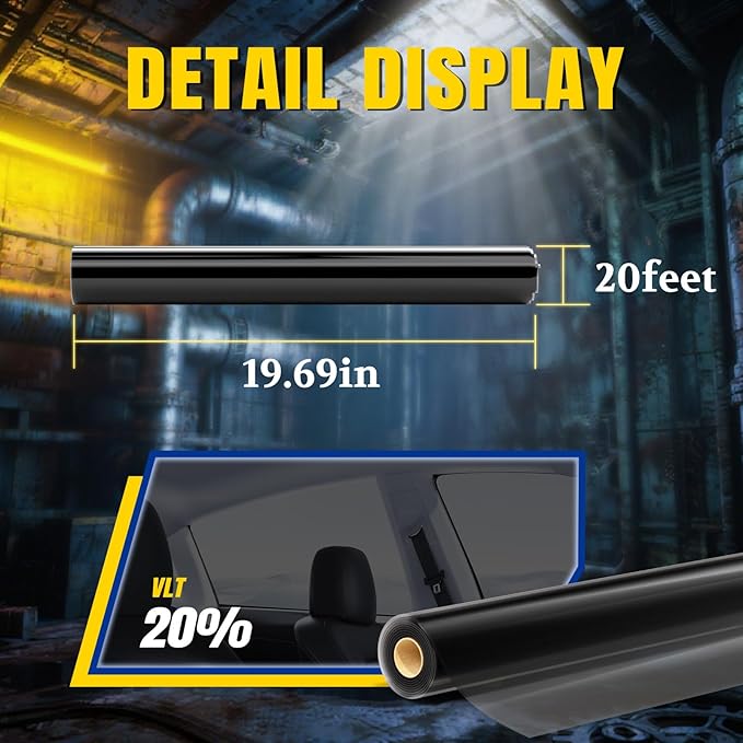 ARANA Car Window Tint Film 20%, 20 Percent Premium Nano Ceramic Window Tints 20" in × 20’Ft Automotive Privacy Tinted Film for Car Trucks, Heat Control 99% UV Rays Block HD Vision Anti Glare & Scratch