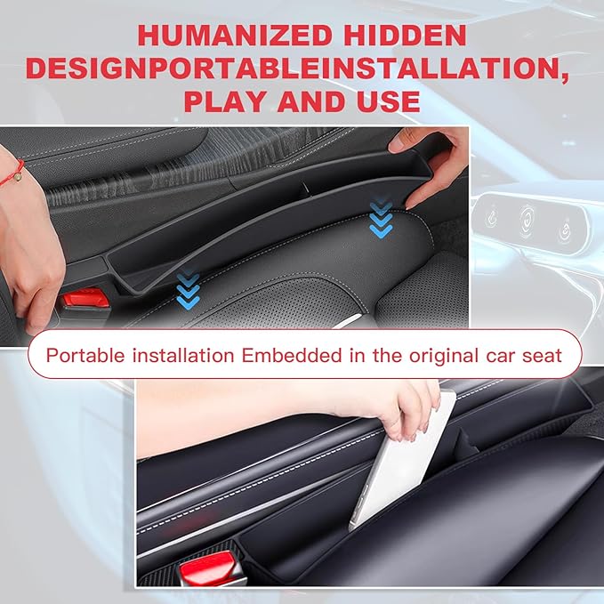 2PCS Car Seat Gap Filler Organizer,Multifunctional Car Gap Fillers with USB and Phone Holder, Universal Car Seat Storage Organizer Between Seats for Phone, Keys, Eyeglasses(Red)