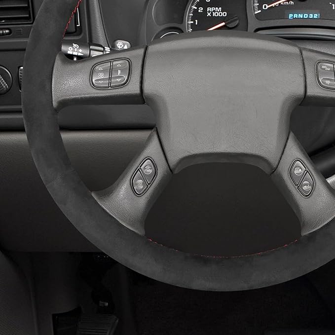 MEWANT Hand Stitched Steering Wheel Cover for Chevy Silverado 1500 2003-2006 Trailblazer 9040 Athsuede Steering Wrap