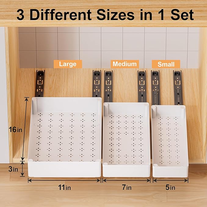 Delamu 3 Pack Drawers + 2 Sets of 3-Tier Under Sink Organizers
