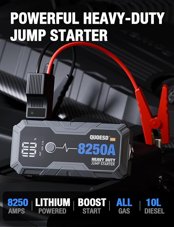 8250A Jump Starter Battery Jump Starter Battery Pack (for All Gas or 10.0+L Diesel), 12V Potable Heavy Duty Car Jump Start