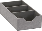 Household Essentials Grey 727-1 Deep 3 Section Drawer Organizer Box for Storage | 12 in x 6.13 in x 3.13
