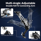 EMART Shock Absorber Arm Car Camera Mount for Action Camera, Featuring 6" Vacuum Car Suction Cup, Qick Release NATO Rail, Hydraulic Boom Arm Compatible with DJI Osmo Pocket 3, Insta360, GoPro, iPhone