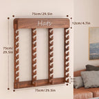 Wall-Mounted Cowboy Hat Rack- Rustic Burnt Pine Hat Organizer with 40-Slot Display, Farmhouse Hat Holder for Men & Women, Hat