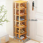Bamboo Shoe Rack - Vertical Shoe Rack for Small Spaces, Tall Narrow Shoe Rack Organizer for Closet Entryway Corner Garage and