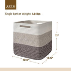 AELS Hand Woven Cotton Baskets for Storage, Cube Storage Bins with Handles, Foldable Collapsible Closet Organizers and Storag