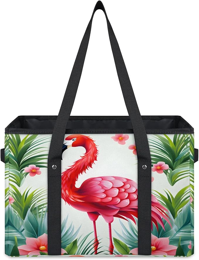 Reusable Grocery Bags Heavy Duty Shopping Bags Foldable Large Tote Bags with Long Handles & Hard Bottom