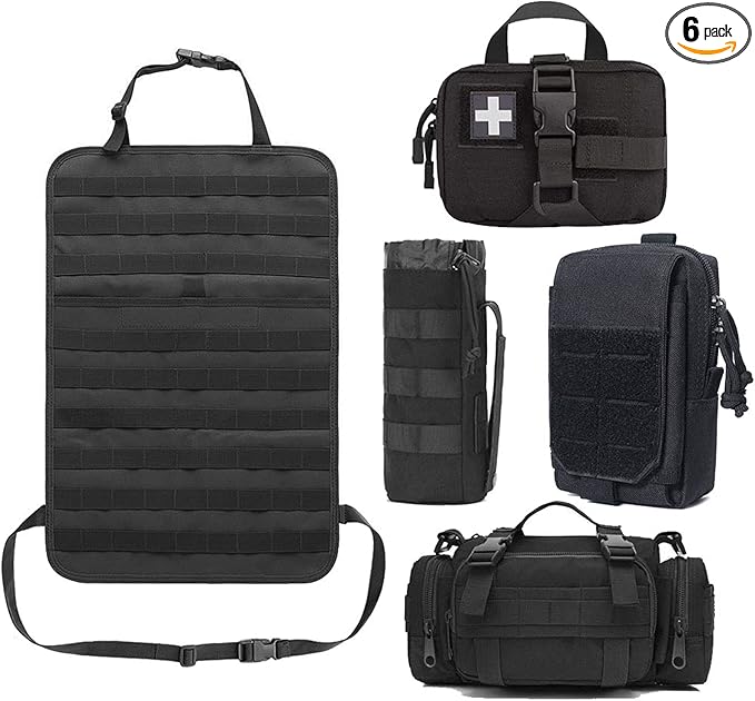 Molle Seat Back Organizer, Tactical Seat Covers with Pouches, Molle Tactical Vehicle Organizers Panel Car Seat Covers Protector for Truck