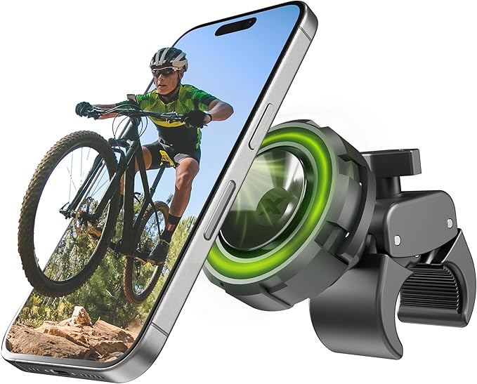 Bracketron MagSafe Bike Mount - MagAlign MAX Magnetic Phone Holder for Bike, Handlebar Phone Mount with Strong Magnetic Suction & 360° Rotation