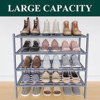 Smiry Bamboo Shoe Rack 4-Tier, Stackable Wooden Shoe Organizer for Entryway & Closet, Free Standing Wood Shoe Storage Shelf f