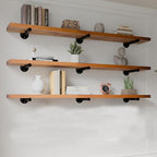 Industrial Pipe Wall Wood Shelves,Real Wooden Shelves 48" in Special Brown Color with 1.2" Extra Thickness, Modern Floating S
