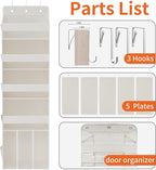 TAHAVICE 5-Tier Over The Door Organizer with 10 Mesh Pockets | Large Capacity Hanging Closet Storage for Baby Diapers, Toys, 