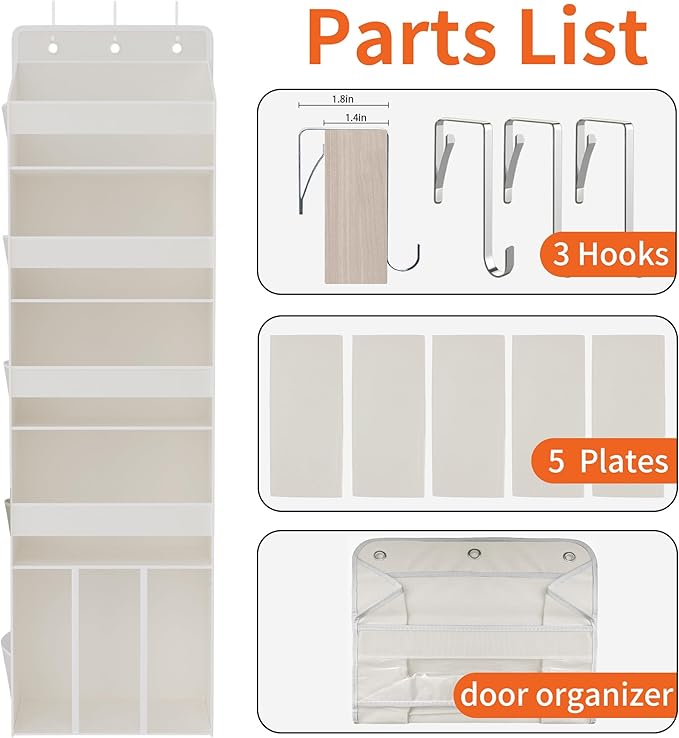 TAHAVICE 5-Tier Over The Door Organizer with 10 Mesh Pockets | Large Capacity Hanging Closet Storage for Baby Diapers, Toys, 