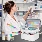 Mancro Dual Layers Medicine Organizer Bag, Pill Bottle Organizer Storage with Lockable Zipper, Medication Travel Bag for Pill