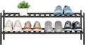 BMOSU 2-Tier Bamboo Extended Shoe Rack Premium Stackable Shoe Shelf Storage Organizer for Hallway Closet Living Room Entryway