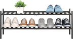 BMOSU 2-Tier Bamboo Extended Shoe Rack Premium Stackable Shoe Shelf Storage Organizer for Hallway Closet Living Room Entryway