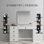 5 Tier Wall Shelf Unit-Black Floating Shelves for Home Decor, Modern Unique Asymmetric Design for Bedroom & Living Room Stora