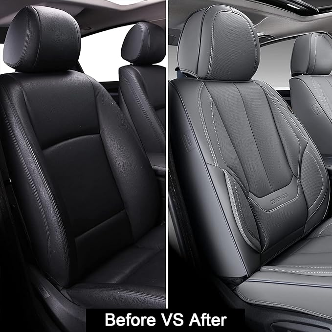 Coverado Front Seat Covers, Waterproof Nappa Leather Car Seat Cover, Sideless Car Seat Covers Front Seats, Driver Seat Cover,
