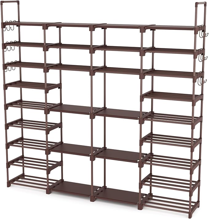 ROJASOP Large Shoe Rack Organizer for Entryway Closet 64-68 Pairs 9-Tier Heavy Duty Tall Garage Shoe Rack Shoe Shelf Shoes St