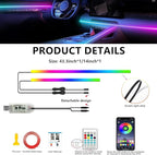 Ambient Lighting Car Led Lights Interior,57in USB Dreamcolor 2 in 1 Acrylic Neon Flexible Strip Fiber Optic LED Ambient Lighting Kits with Remote APP, RGB Music Lights Sync for Inside car Decorations