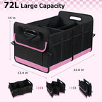 Car Trunk Organizer, 72L Large Capacity Waterproof Auto Storage Organizer with Non-Slip Bottom Strips, Collapsible Cargo Organi