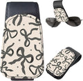 Sunglasses Holder for Car Visor, PU Leather Glasses Clip Organizer, Cute Magnetic Eyeglass Holder for Vehicle Sun Visor, Car Interior Accessory for Women & Men Black Bow Sketch