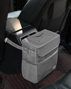 Car Trash Can Cute - Car Accessory for Garbage and Storage, Adjustable and Collapsible Car Garbage Can, Waterproof and 100% Leak-Proof Car Trash Bin with Lid, 2 Gallons (Leopard-Print Gray)
