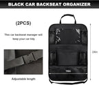2PCS Car Backseat Organizer, Oxford Car Back Seat Protecter Kick Mat with Touch Screen Tablet Holder, Waterproof Automotive Seatback Storage Bag with Multi Functional Pockets (Regular Style)