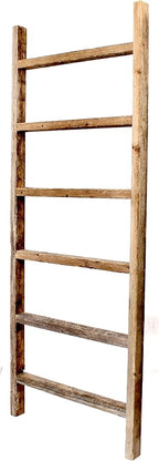 BARNWOODUSA Rustic Blanket Ladder - 100% Upcycled Wood (72" x 18" x 1.5", Weathered Gray)