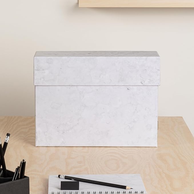 Bigso Lovisa Fiberboard Label Frame 12 File Storage Box - Paperwork Storage Box with Metal Label Holder - Durable Document Or
