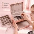 Greenfeather Jewelry Boxes for Women, Jewelry Organizer Box with Lid 3 Layers for Necklaces Rings Earrings and Bracelets Box 