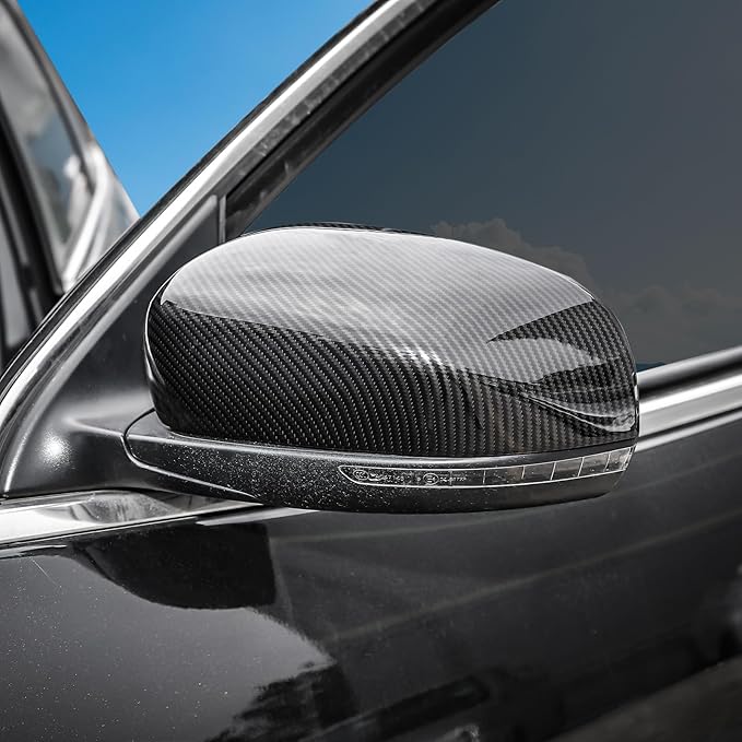 Jimen Compatible with Jeep Cherokee 2014-2023 / Jeep Compass 2017-2023, Side Door Rearview Mirror Cover Trim (Carbon Fiber)