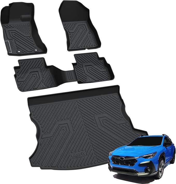 LASFIT Floor Mats & Cargo Mat Fits for Subaru Crosstrek 2023-2018(Not Hybrid) & Impreza Hatchback 2023-2017, All Weather TPE Custom Fit Easy Clean Durable Car Mats for Crosstrek & Impreza Floor Liners