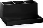 BINO Multi Purpose 3 Compartment Organizer with Tray - Makeup Brush Holder and Toothbrush Holder - Marble Bathroom Accessorie