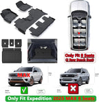 Full Set Floor Mats & Trunk Liner for 2025 Ford Expedition (Only Fit MAX 8-Seat | 2 Row Bench Seat) | TPE All-Weather Liners with Cargo Mat - Custom Fit, Non-Slip, Waterproof
