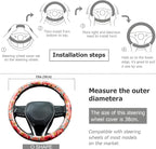 Poppy Coral Pink Flowers Steering Wheel Cover Auto Jacquard Steering Wheel Protector, Anti-Slip, Breathable, Absorbing Sweat, Universal Car Accessories 14.5–15 inch,Fit for Most Car, Trucks, SUV
