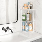 Sezanrpt 3 Tier Countertop Corner Organizer Shelf 7x7x15.7 Inch, White Countertop Acrylic Bathroom Corner Shelf, Vanity Stora