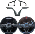 Carbon Fiber Steering Wheel Interior Decoration Cover Trim Accessories for Nissan Altima(2019-2024),for Sentra/Versa(2020-2024),for Leaf/Kicks(2018-2024),for Rogue(2017-2020),for Rogue Sport