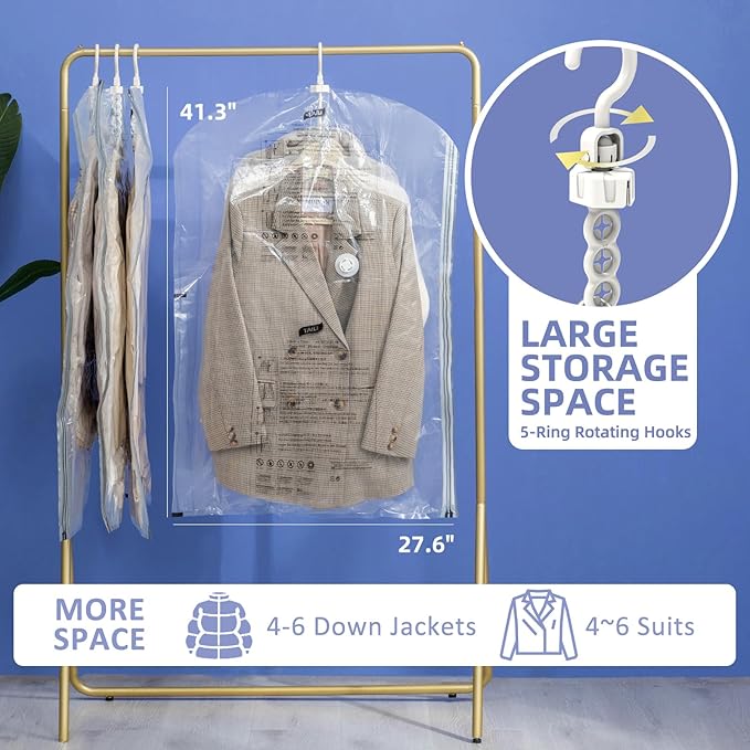 Hanging Vacuum Storage Bags, 4 Pack (41.3 x27.6 inch), Vacuum Seal bags for Clothing, Space Saver Garment for Short Clothes, 