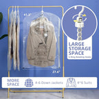 Hanging Vacuum Storage Bags, 4 Pack (41.3 x27.6 inch), Vacuum Seal bags for Clothing, Space Saver Garment for Short Clothes, 