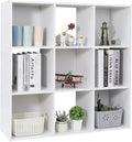 SUPER DEAL 9 Cube Storage Organizer 11 inch Cube Storage Shelf 3 x 3 Wood Bookcase Display Bookshelf with 5 Removable Back Pa